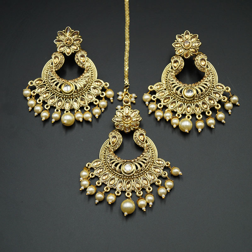  Radhi Gold Diamante Earring Tikka - Gold