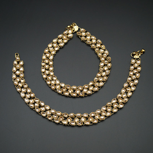 Naia Gold Kundan Payals - Antique Gold