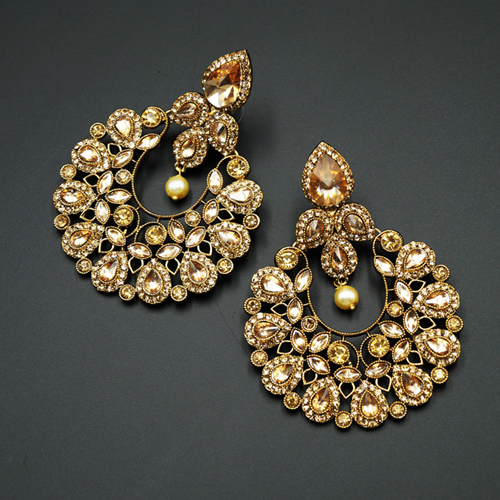 Reva- Gold Kundan / Diamante Earrings - Gold