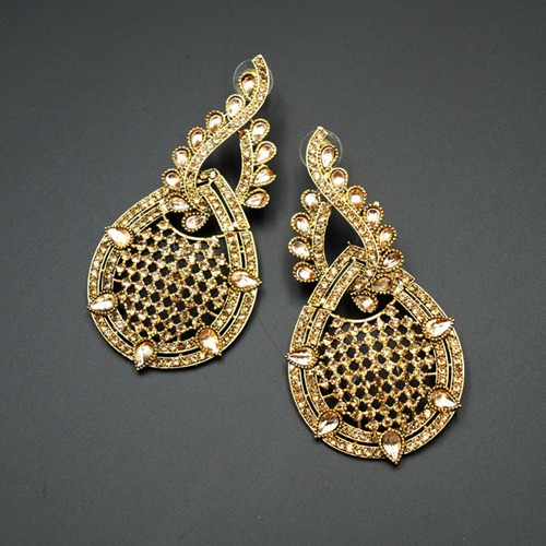 Bazz -Gold Kundan / Diamante Earrings - Gold