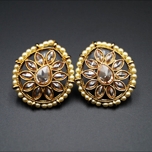 Nima- Gold Polki Stone Earrings - Antique Gold | Indian Jewellery ...