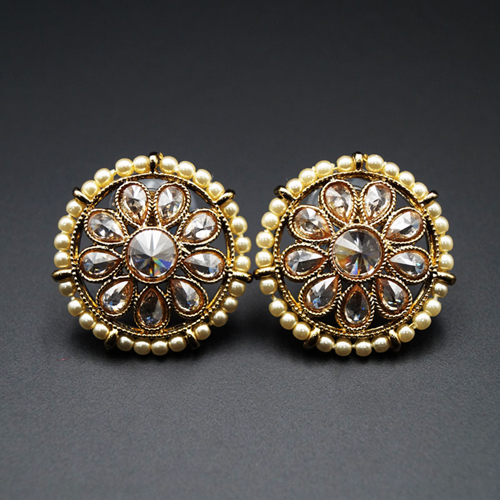 Lajni - Gold Polki Stone Earrings - AntiqueGold