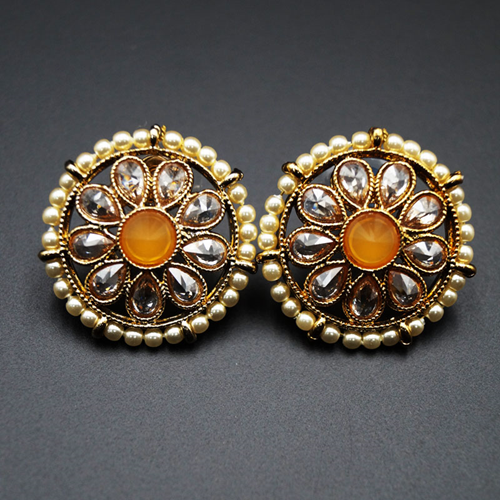 Lajni -Yellow Gold Polki Stone Earrings - AntiqueGold