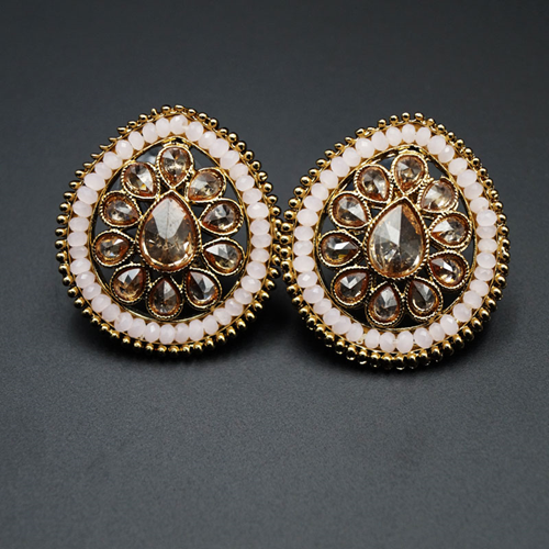 Chaya - Gold Polki Stone Earrings - AntiqueGold