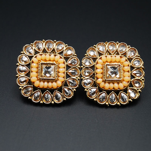 Safi - Gold Polki Stone Earrings - AntiqueGold