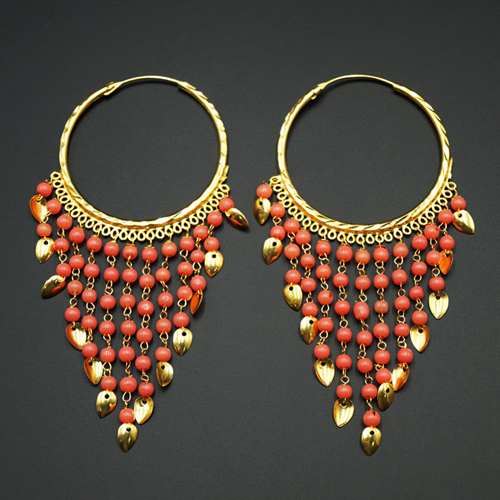 Raghi-Peach (Hoop) Bali Earrings -Gold