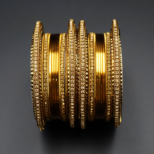 Ubika- Gold Diamante Bangle Set - Gold