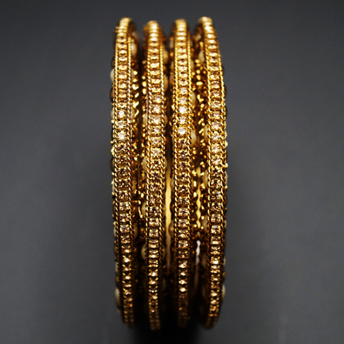 Durva -Multicolour Gold Diamante Bangle Set - Antique Gold