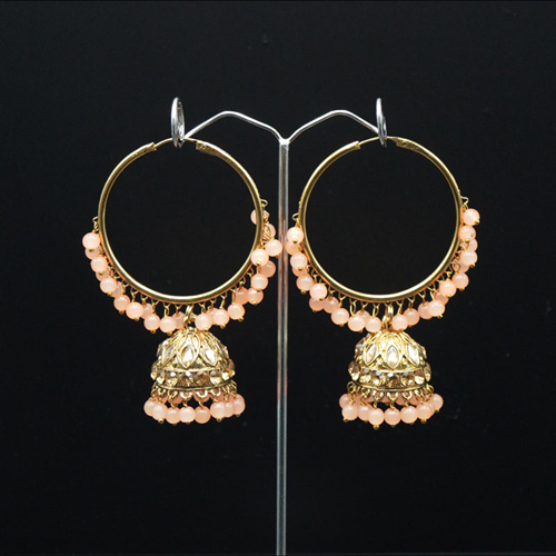 Sakti - Light Peach (Hoop) Bali Earrings -AntiqueGold