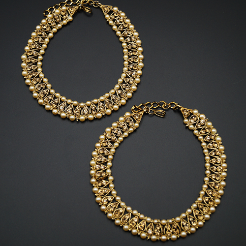 Lira Gold Diamante Payals - Antique Gold