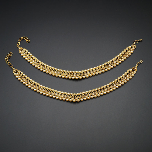 Jayan- Gold Diamante Payals - Antique Gold