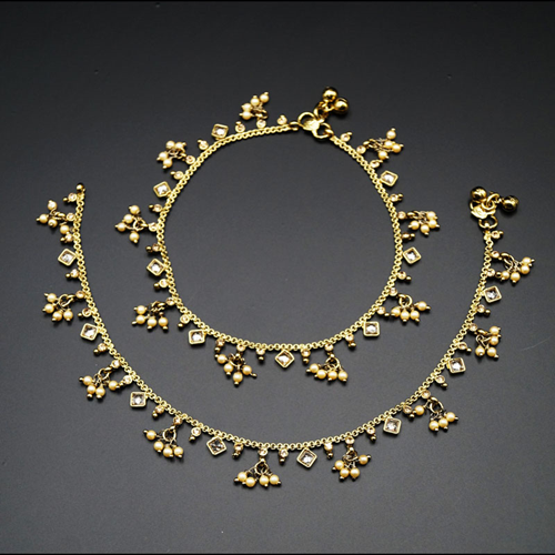 Nina - Gold Diamante Payals- Antique Gold | Indian Jewellery Online ...