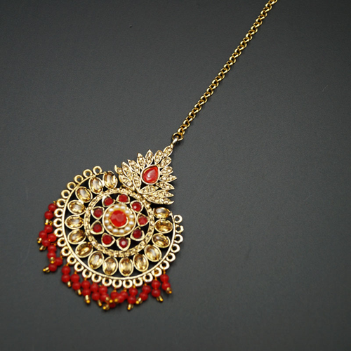 Lini - Red & Gold KundanTikka - Gold