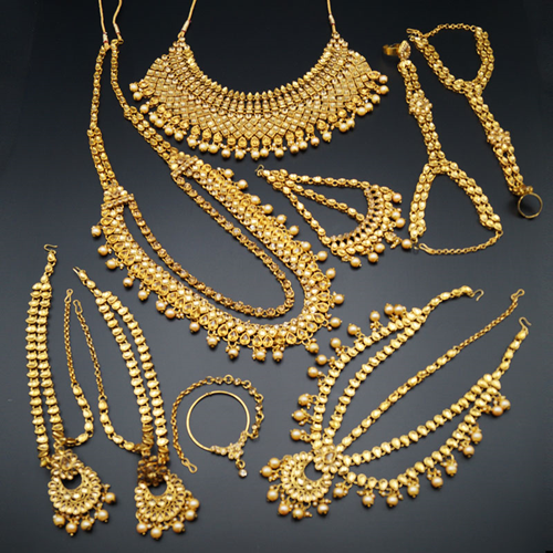 Jeeva Gold Kundan & Pearl Bridal Set - Gold