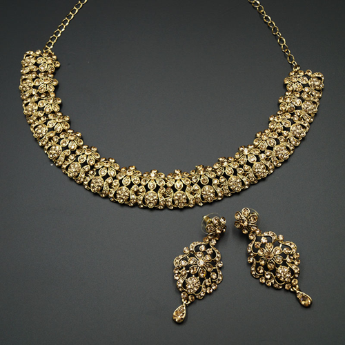  Fana Gold Diamante Necklace Set - Gold
