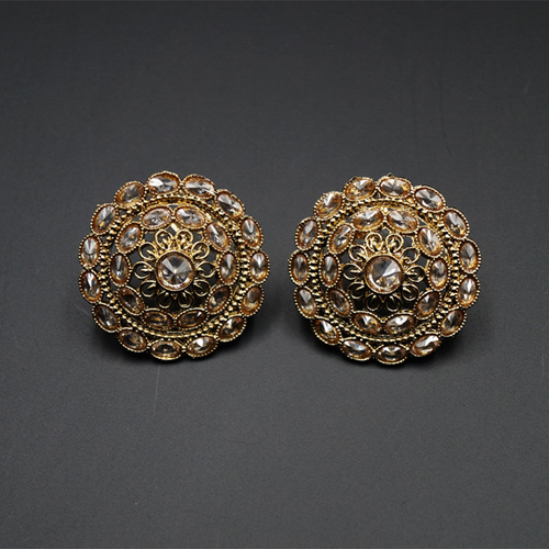 Tashi Gold Stone Earrings - Antique Gold