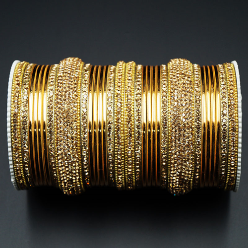 Daina Gold Diamante Bangle Set - Gold