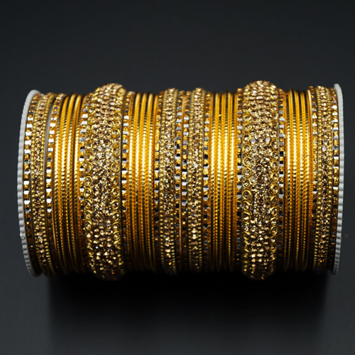 Vasa Gold Diamante Bangle Set - Gold