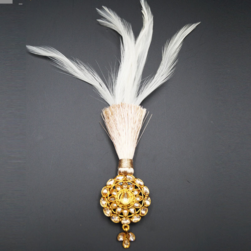 Eila - Gold Polki Stone Kalgi - Gold