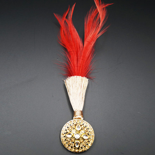 Ava - White Kundan/Gold Diamante Stone Kalgi - Gold