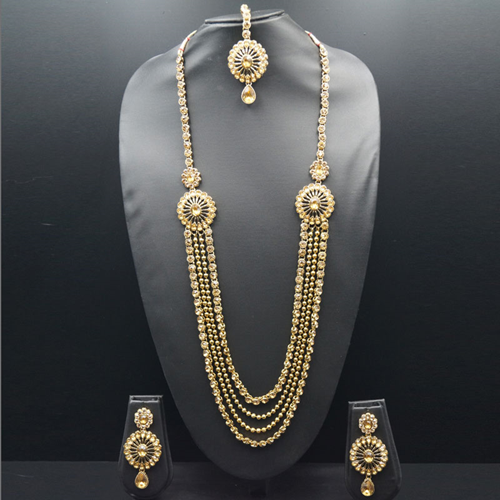 Maitri- Gold Diamante Rani Haar Set - Antique Gold