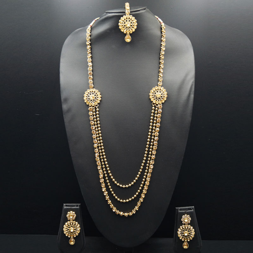 Ranita- Gold Diamante Rani Haar Set - Antique Gold