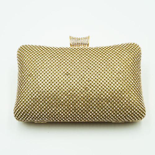 Jani White Diamante Clutch Bag - Gold