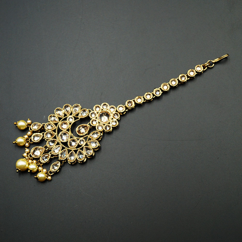 Mea Gold Polki Stone Tikka - Antique Gold