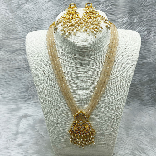 Taja Kundan Neutral Necklace Set - Gold