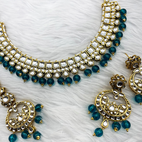 Kavi Kundan Peacock Necklace Set – Gold