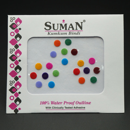 Suman Velvet Multi Colour Bindi - 4mm