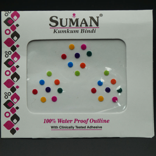 Suman Velvet Multi Colour Bindi -3mm
