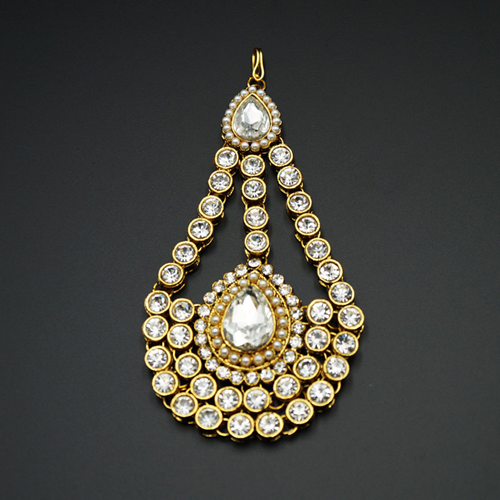 Dali White Diamantes and Pearl Passa/Jhoomer-Gold
