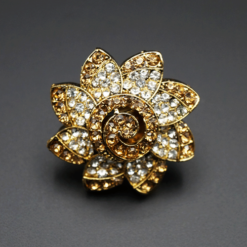 Saha White/Gold Diamante Stone Ring - Gold