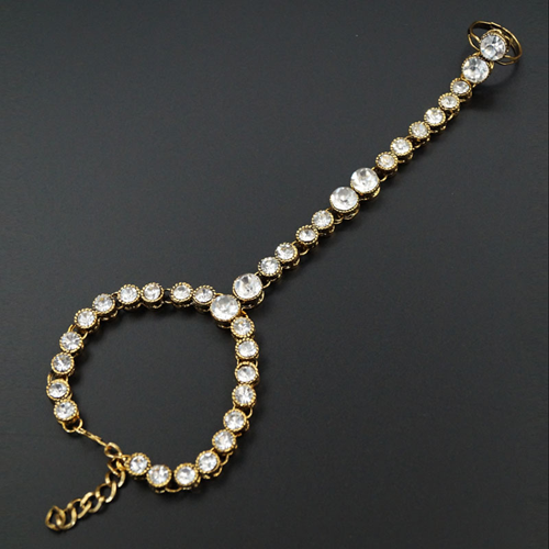 Dum Diamante Stone Hath Panjas - Gold