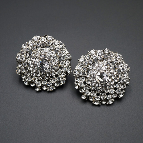 Aashi- White Diamante Earrings - Gold