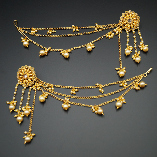 Bahubali Gold Polki Long Chain Earrings-Gold