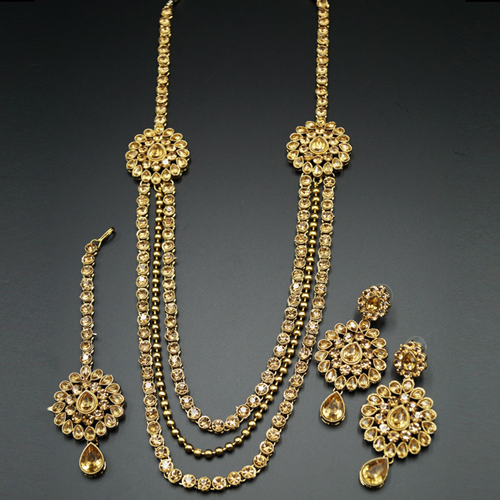 Mitul Gold Kundan/Diamante Rani Haar Set - AntiqueGold