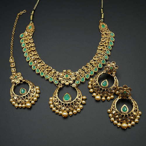 Elina Pista and Gold Necklace Set - Gold