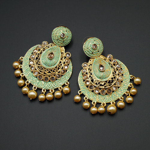 Giva Pista Meenakari/Gold Polki Earrings - Gold