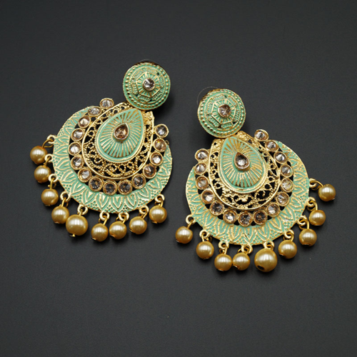 Giva  Pista Meenakari/Gold Polki Earrings - Gold 