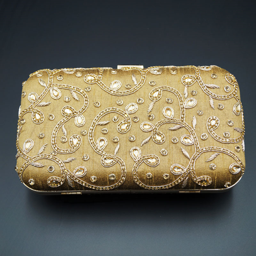 Devak  Dark Gold  Kundan Clutch Bag