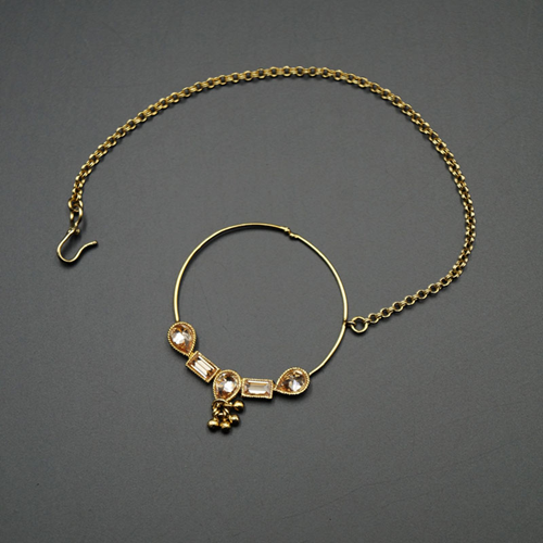 Taib - Gold Nath With Chain- Antique Gold