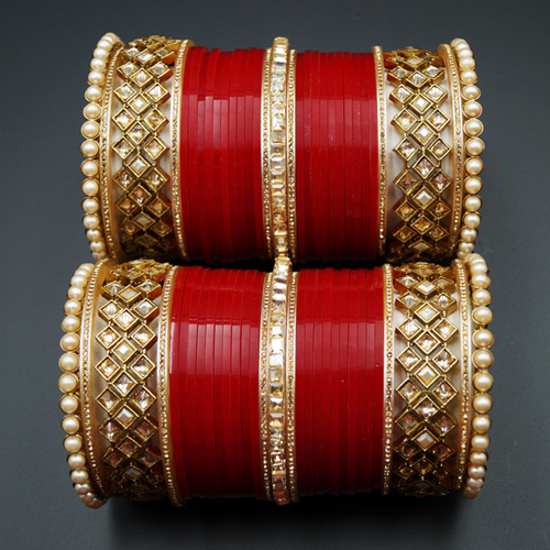Bella Bridal Choora Red - Antique Gold