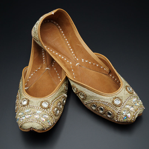 Leha Gold Colour Leather Jutti