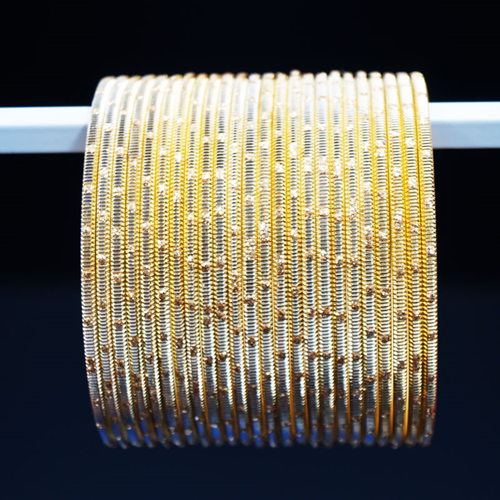 Gold Metal Textured Shiny Bangles
