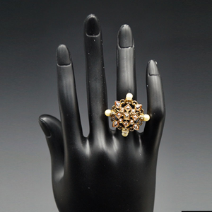 Dewa- Gold Polki Stone Ring - Antique Gold