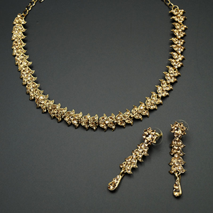 Anie- Gold Diamante Necklace Set - Gold