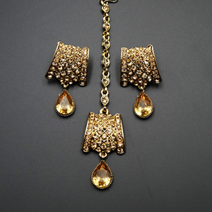 Ehni- Gold Diamante Necklace Set - Gold