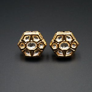 Mali  -White Kundan Earrings – Gold